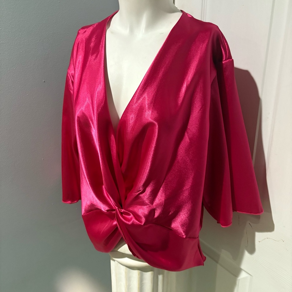 Express Fuchsia Knot Front Women's Blouse S/XL